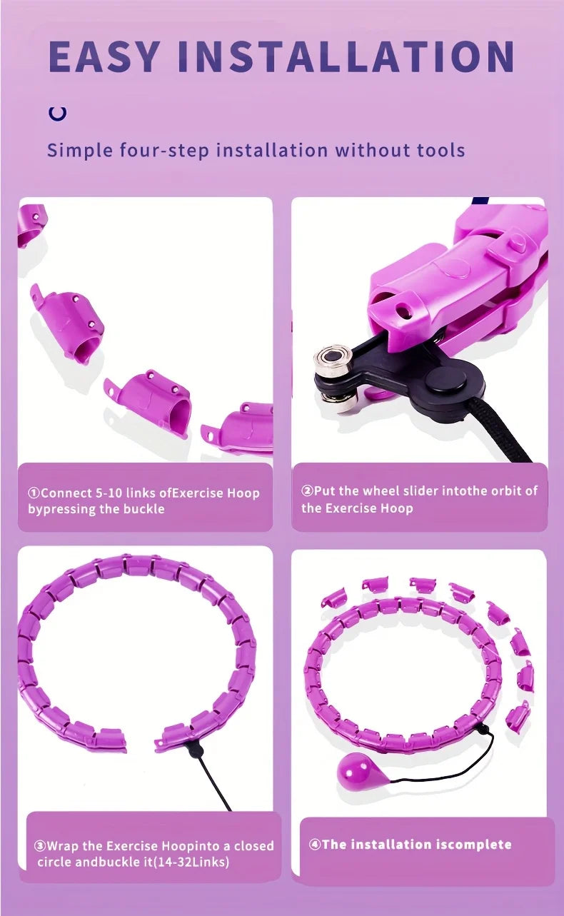 Mochoshop Smart Weighted Fitness Hoop – Adjustable 360° Massage & No-Drop Design for Waist Slimming