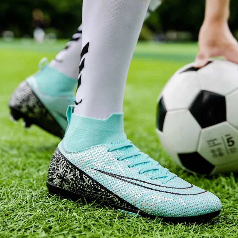 Professional High-Top Soccer Cleats - Unisex Anti-Slip Outdoor Football Boots for Training and Competition