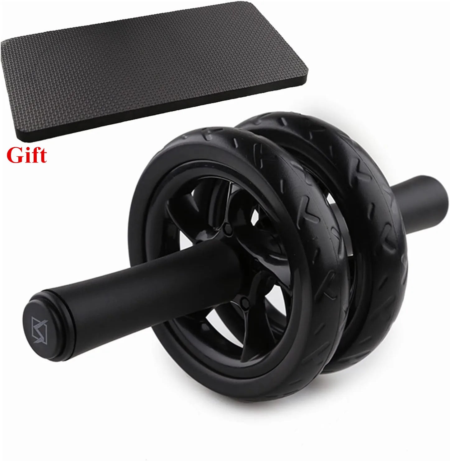 Double-Wheeled Abdominal Roller with Exercise Mat - Silent Core Strength Trainer