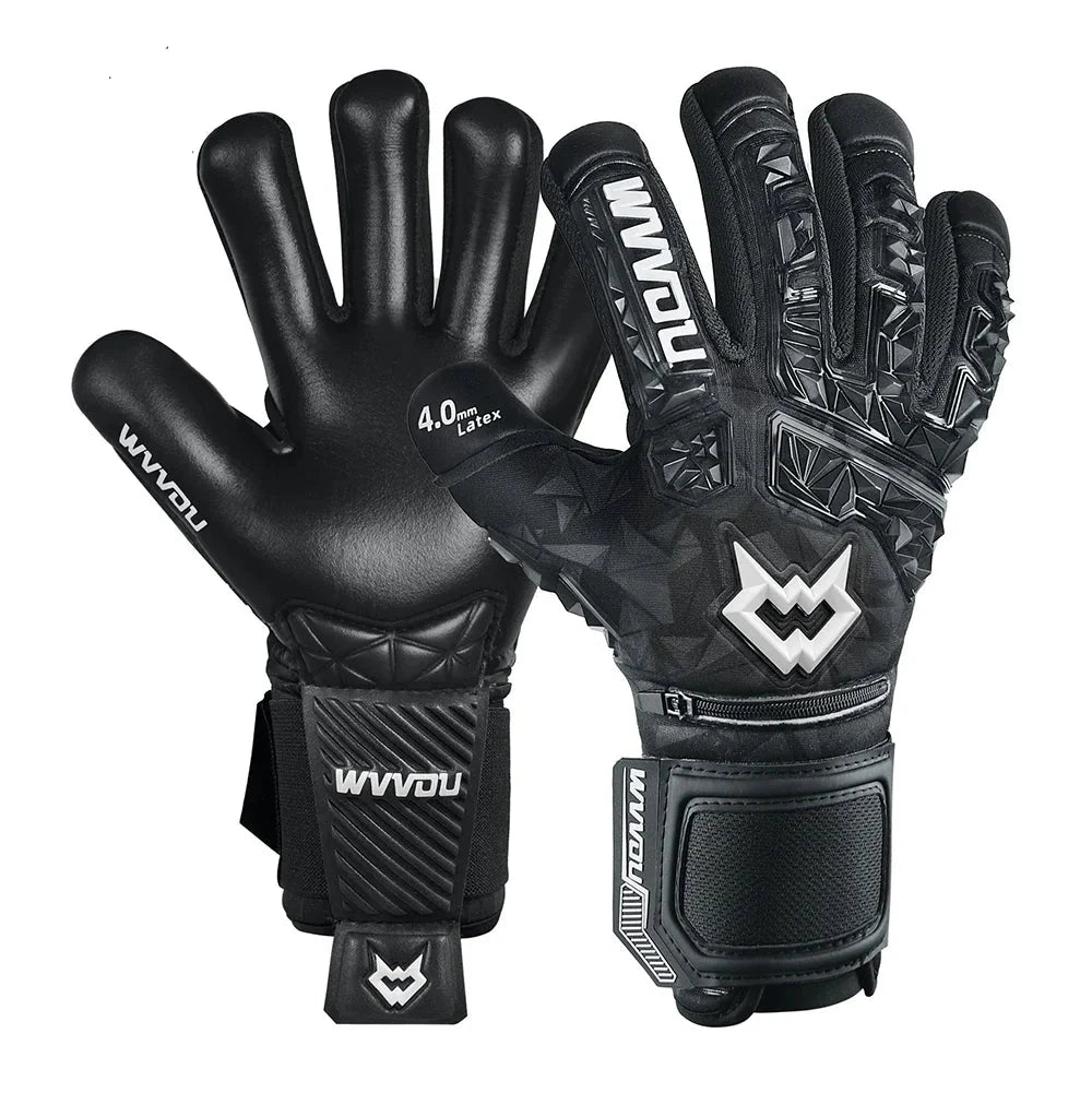 Professional Goalkeeper Gloves - 4+3mm Sticky Latex with 5 Detachable Finger Saves for Adults & Youth