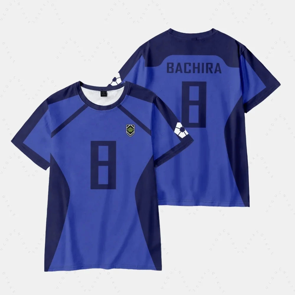 Kids' Anime 3D Print Soccer Jersey - Blue Lock Gagamaru Cosplay T-Shirt for Boys & Girls