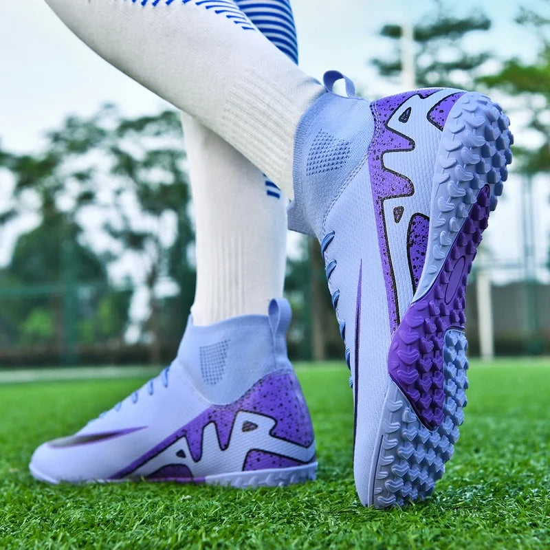 Professional Men's Turf Soccer Shoes - High-Top Training Cleats for Outdoor & Indoor Play