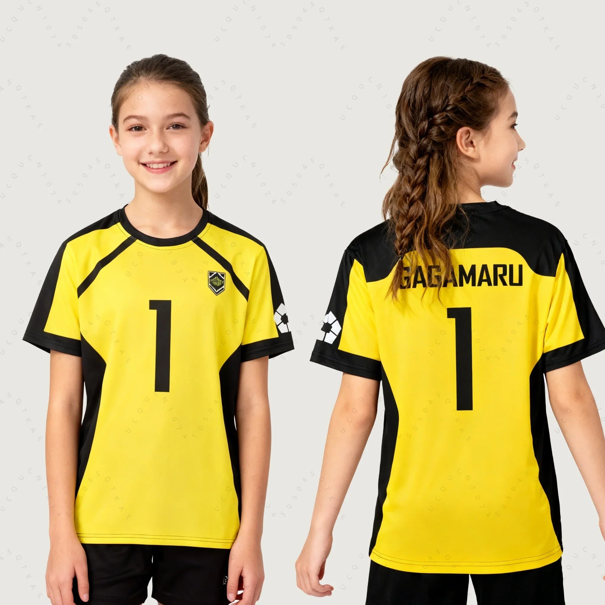 Kids' Anime 3D Print Soccer Jersey - Blue Lock Gagamaru Cosplay T-Shirt for Boys & Girls