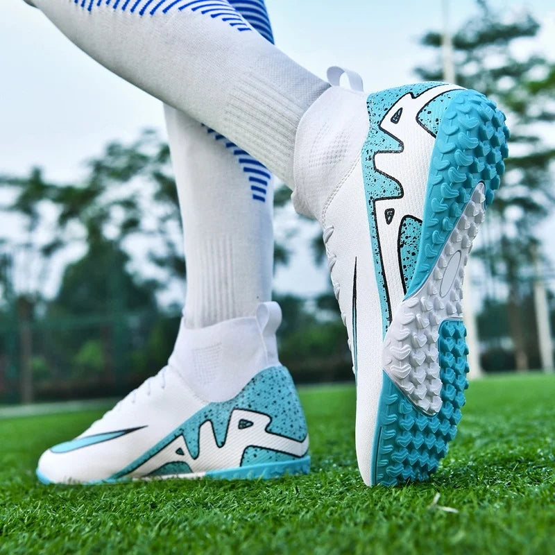Professional Men's Turf Soccer Shoes - High-Top Training Cleats for Outdoor & Indoor Play