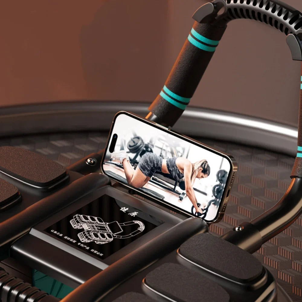 Six-Wheel Automatic Rebound Abdominal Exerciser – Stable Core Workout Roller with Elbow Support & Anti-Slip Design