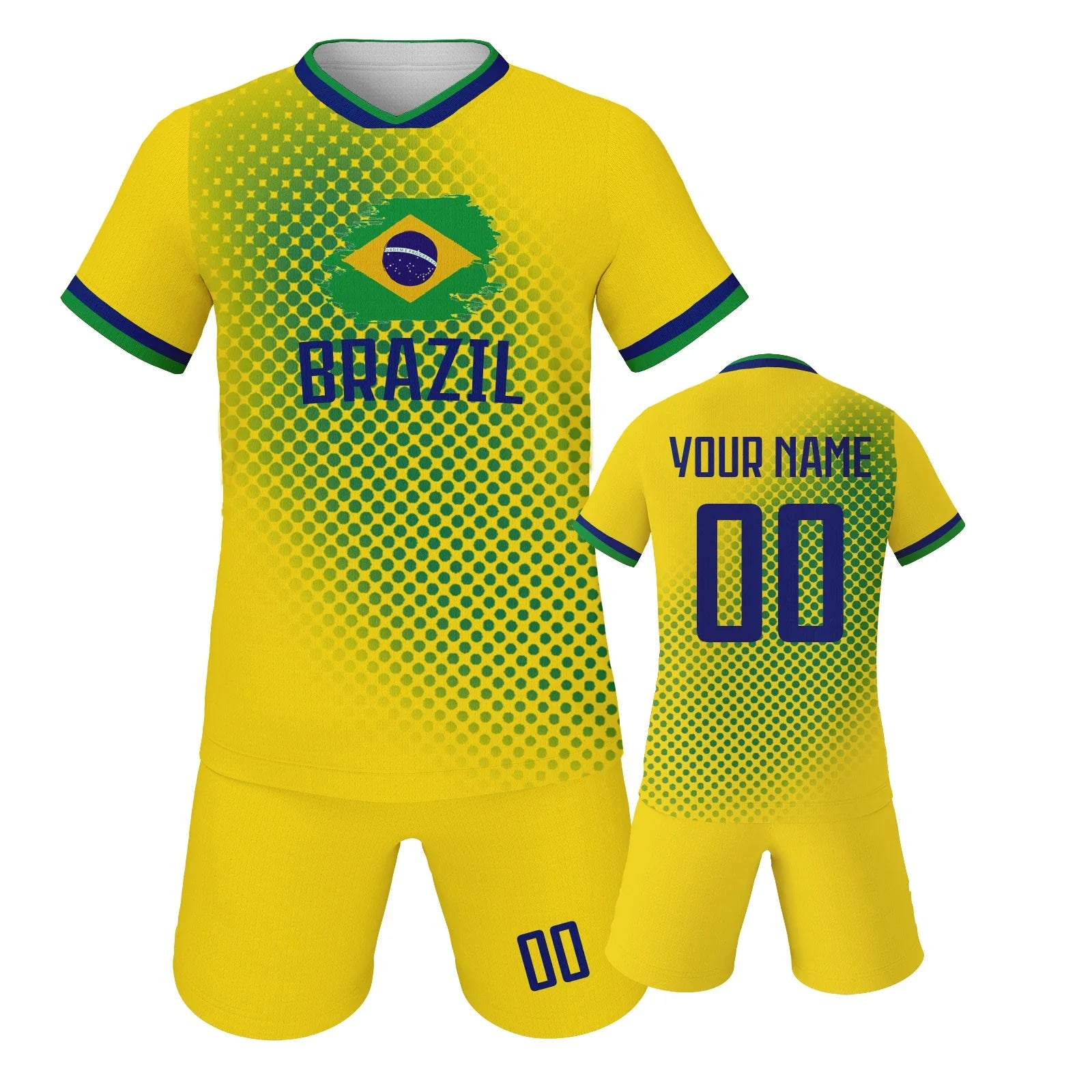 Customized Youth Soccer Kit - Personalized Jersey and Shorts Set for School Teams and Kids (Ages 3-14)