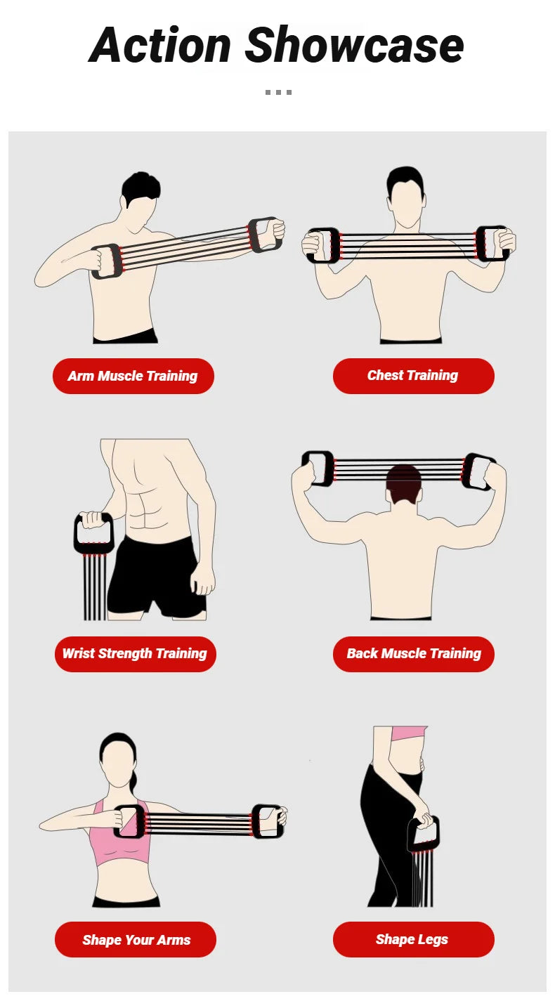 Adjustable Rubber Chest Expander - 90lbs Heavy Duty Multifunctional Resistance Band