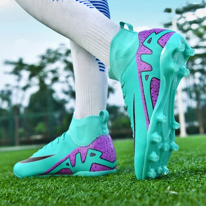 Professional Men's Turf Soccer Shoes - High-Top Training Cleats for Outdoor & Indoor Play