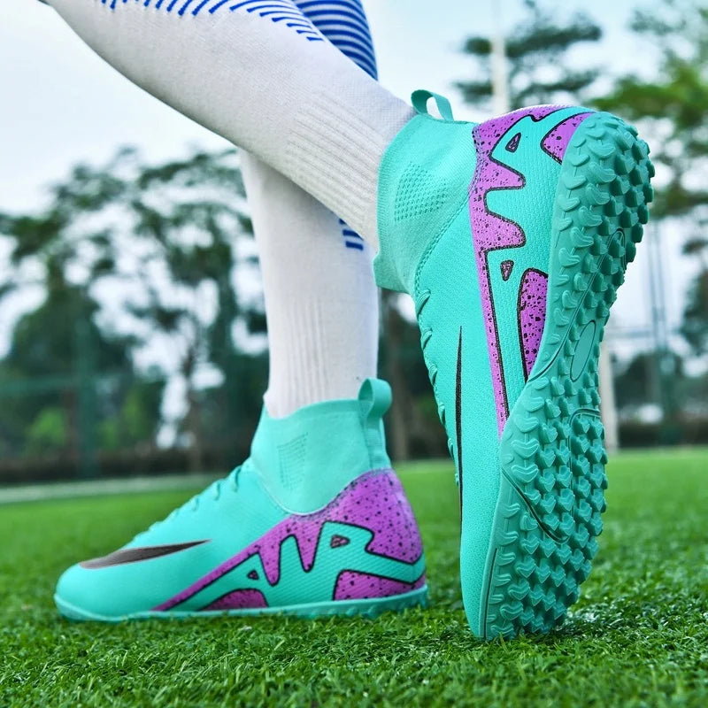 Professional Men's Turf Soccer Shoes - High-Top Training Cleats for Outdoor & Indoor Play