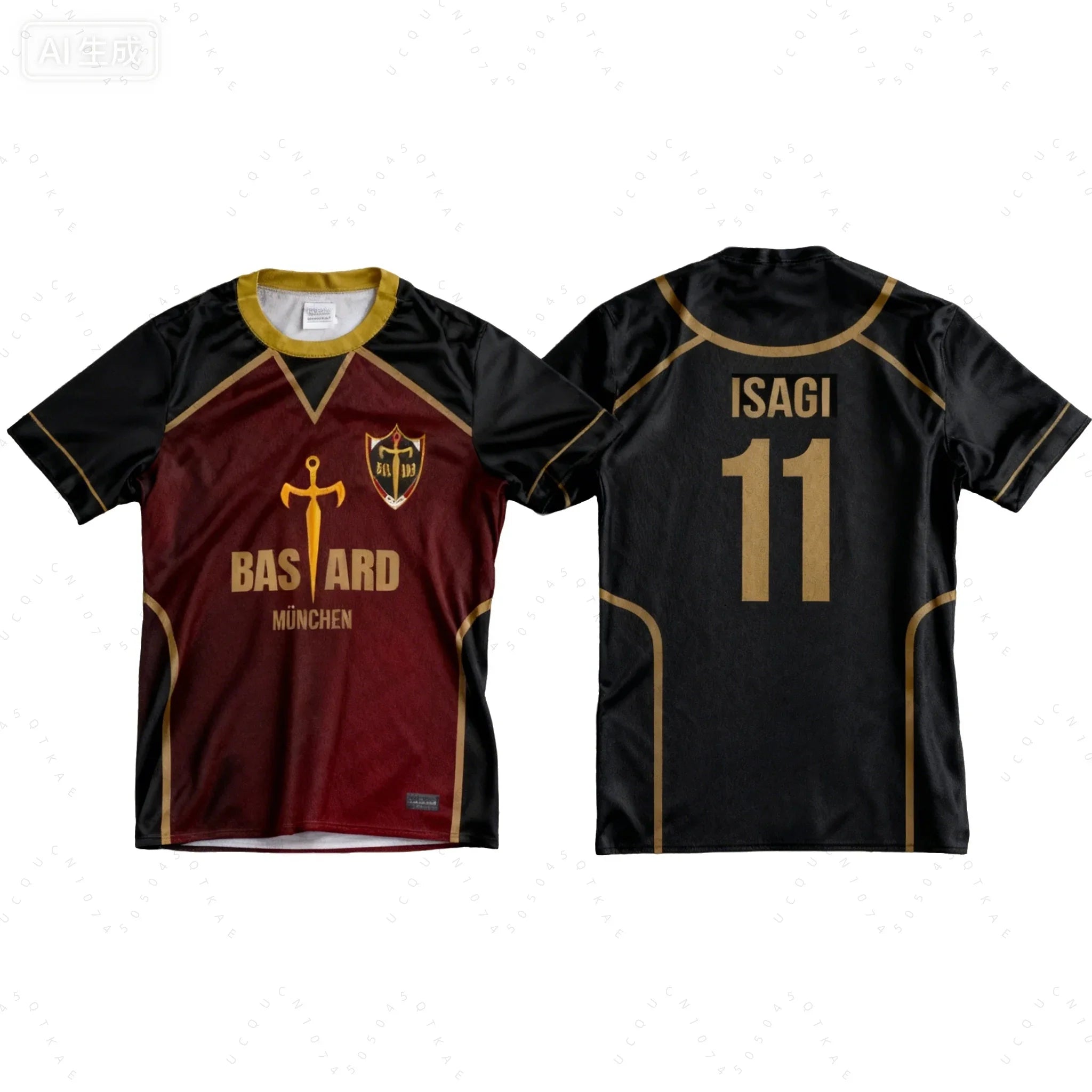 Kids' Anime 3D Print Soccer Jersey - Blue Lock Gagamaru Cosplay T-Shirt for Boys & Girls