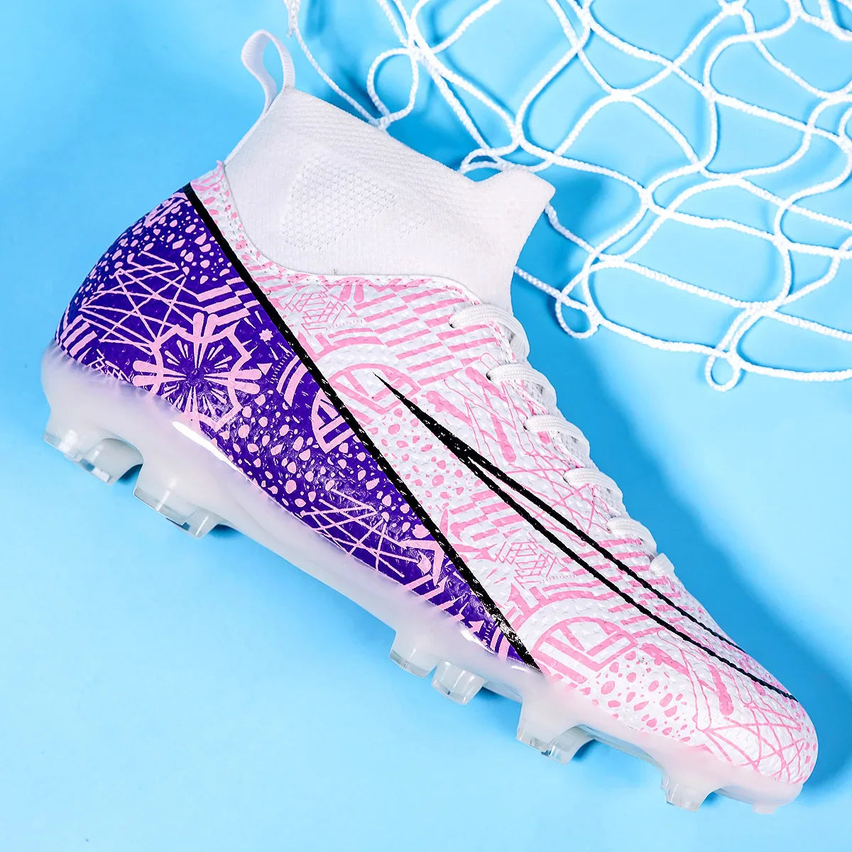 Professional High-Top Soccer Cleats - Unisex Anti-Slip Outdoor Football Boots for Training and Competition