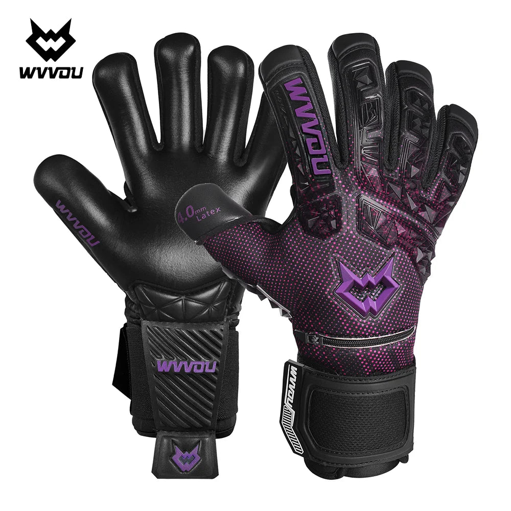 Professional Goalkeeper Gloves - 4+3mm Sticky Latex with 5 Detachable Finger Saves for Adults & Youth