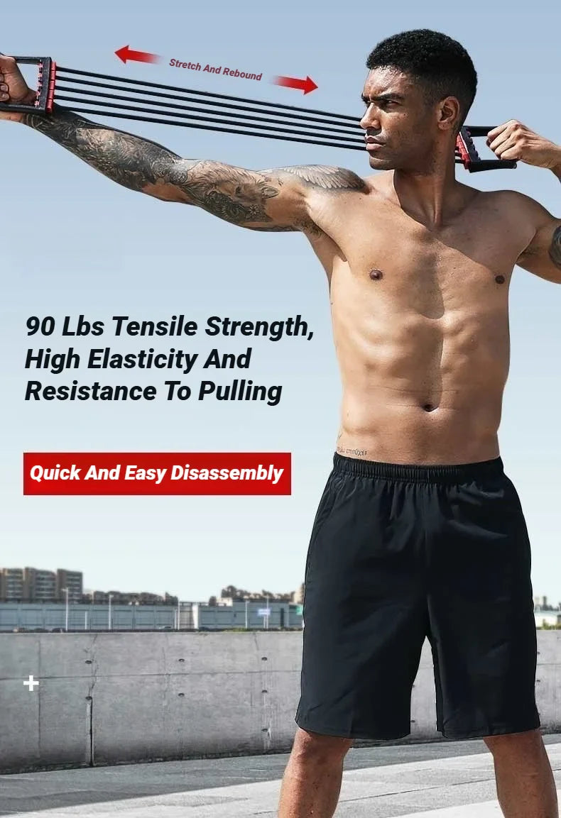 Adjustable Rubber Chest Expander - 90lbs Heavy Duty Multifunctional Resistance Band