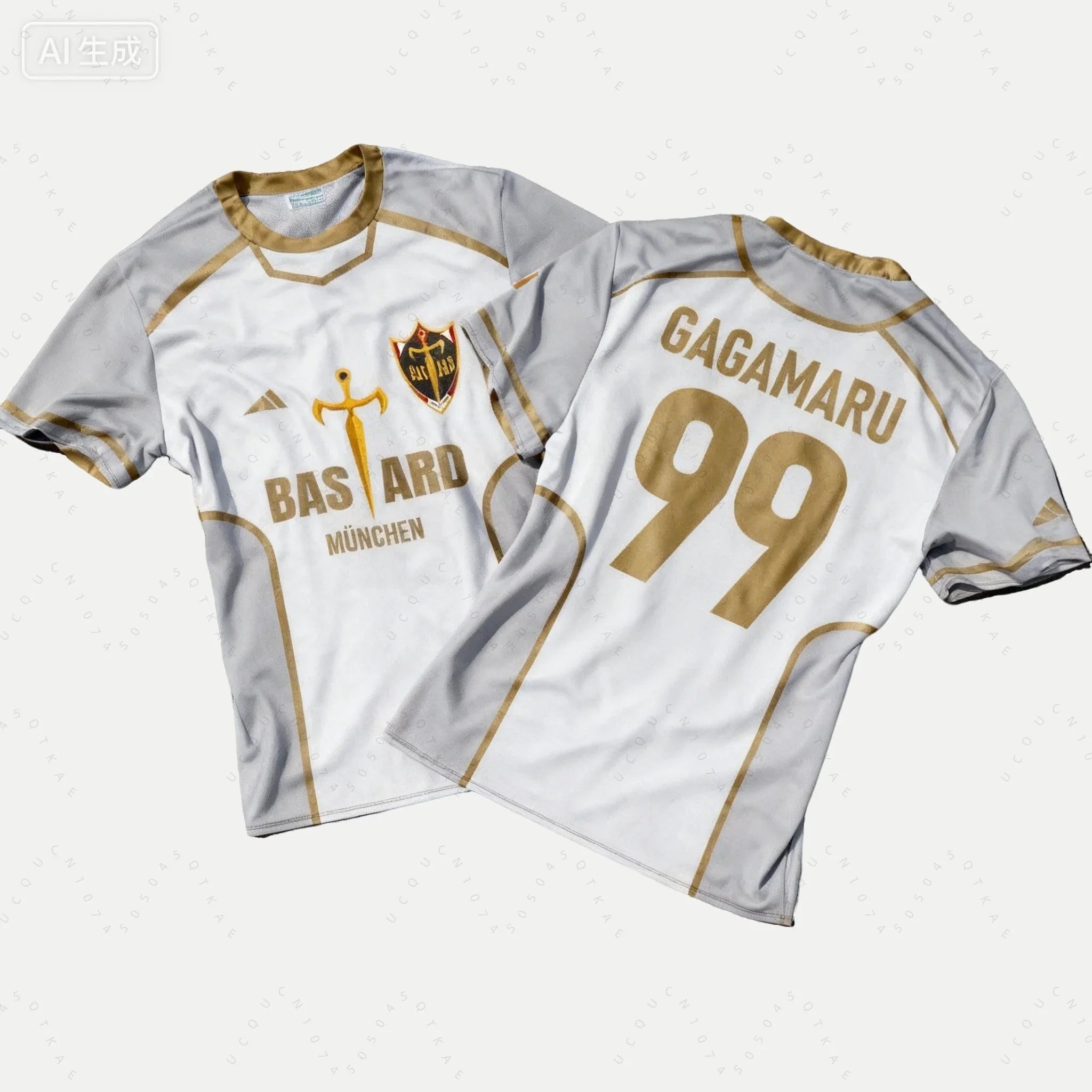 Kids' Anime 3D Print Soccer Jersey - Blue Lock Gagamaru Cosplay T-Shirt for Boys & Girls