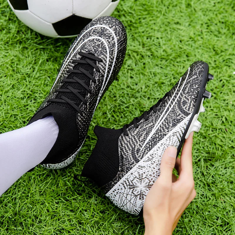 Professional High-Top Soccer Cleats - Unisex Anti-Slip Outdoor Football Boots for Training and Competition