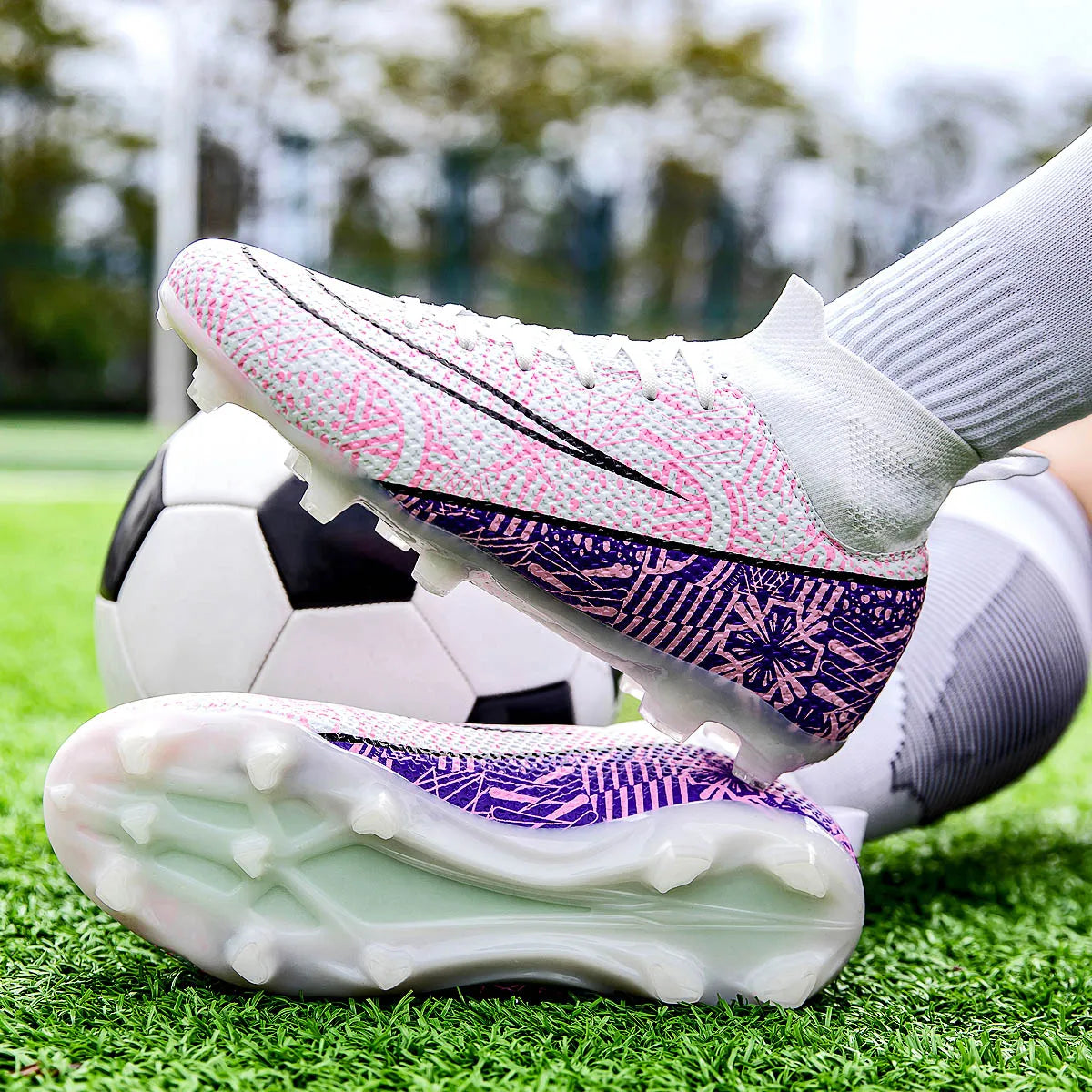 Professional High-Top Soccer Cleats - Unisex Anti-Slip Outdoor Football Boots for Training and Competition