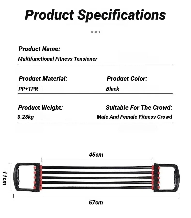 Adjustable Rubber Chest Expander - 90lbs Heavy Duty Multifunctional Resistance Band