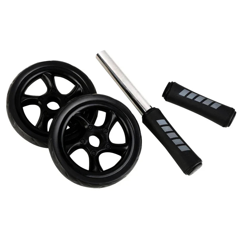 Double-Wheeled Abdominal Roller with Exercise Mat - Silent Core Strength Trainer