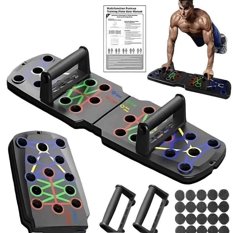 Mochoshop 22-in-1 Foldable Push Up Board – Color-Coded Muscle Targeting System for Home Strength Training