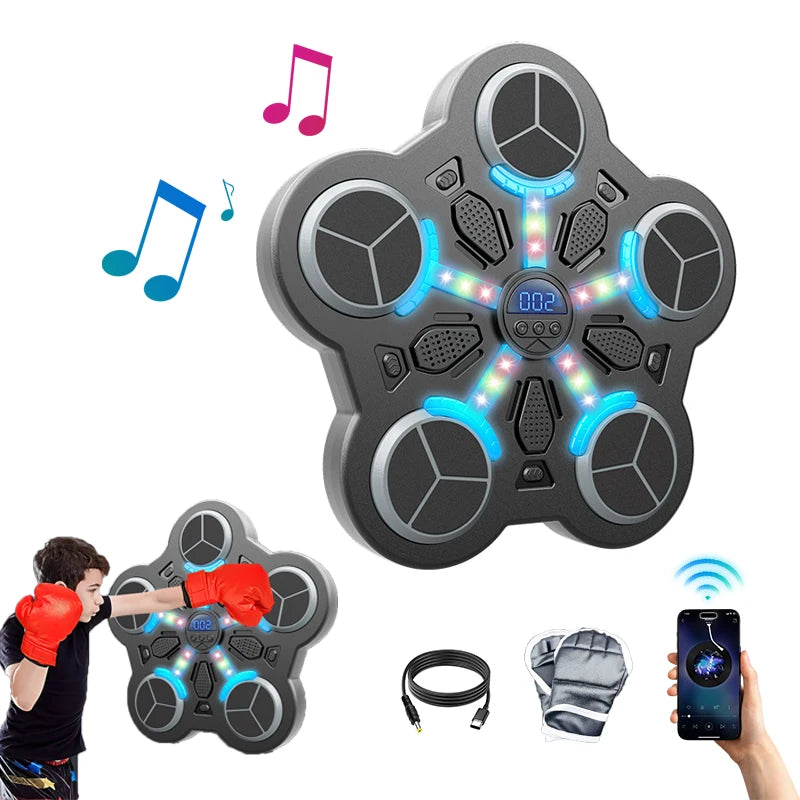 Mochoshop Smart Bluetooth Music Boxing Machine – Wall-Mounted Interactive LED Training Target with Gloves