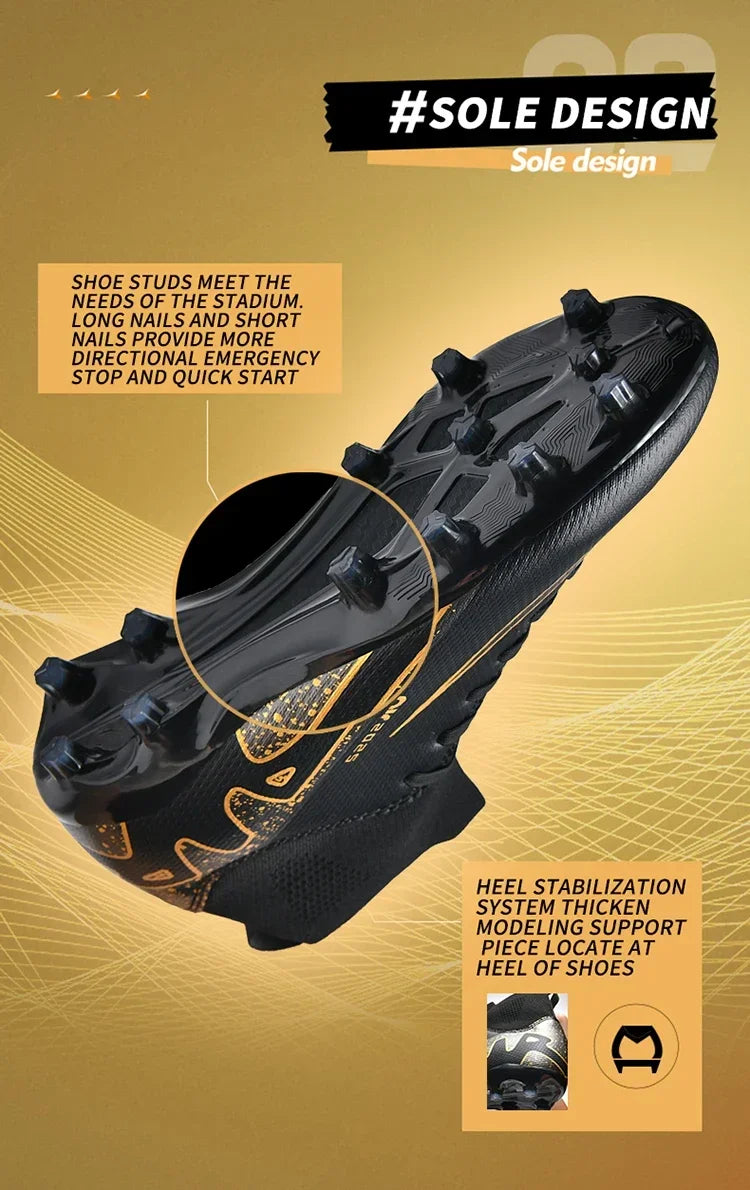 Professional High-Top Turf Soccer Shoes - Men's & Children's Non-Slip Training Cleats for Grass and Society Fields